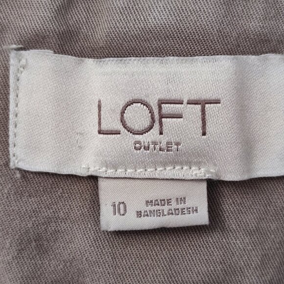 Loft Outlet pants original crop flat front casual / business casual tan size 10 - Picture 5 of 12